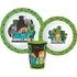 Kép 1/3 - Minecraft Creeper étkészlet, micro műanyag szett, pohárral 260 ml