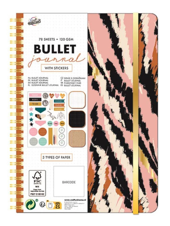 Bullet Journal, Tiger Stripes Mintás tervező füzet A5 matricával