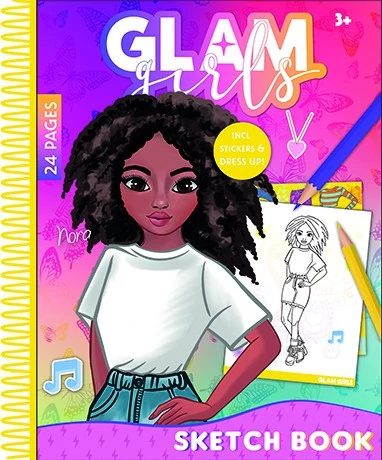Glam Girls Nora spirál vázlatfüzet 24 lapos, matricával