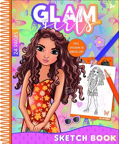Glam Girls Eva spirál vázlatfüzet 24 lapos, matricával