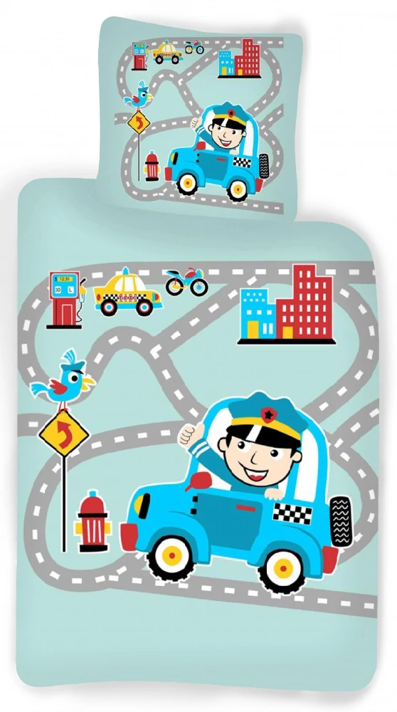 Rendőr gyerek, ovis ágyneműhuzat 100×140cm, 40×45 cm
