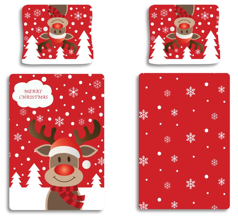 Karácsonyi Red Reindeer ágyneműhuzat 140×200cm, 70×90 cm