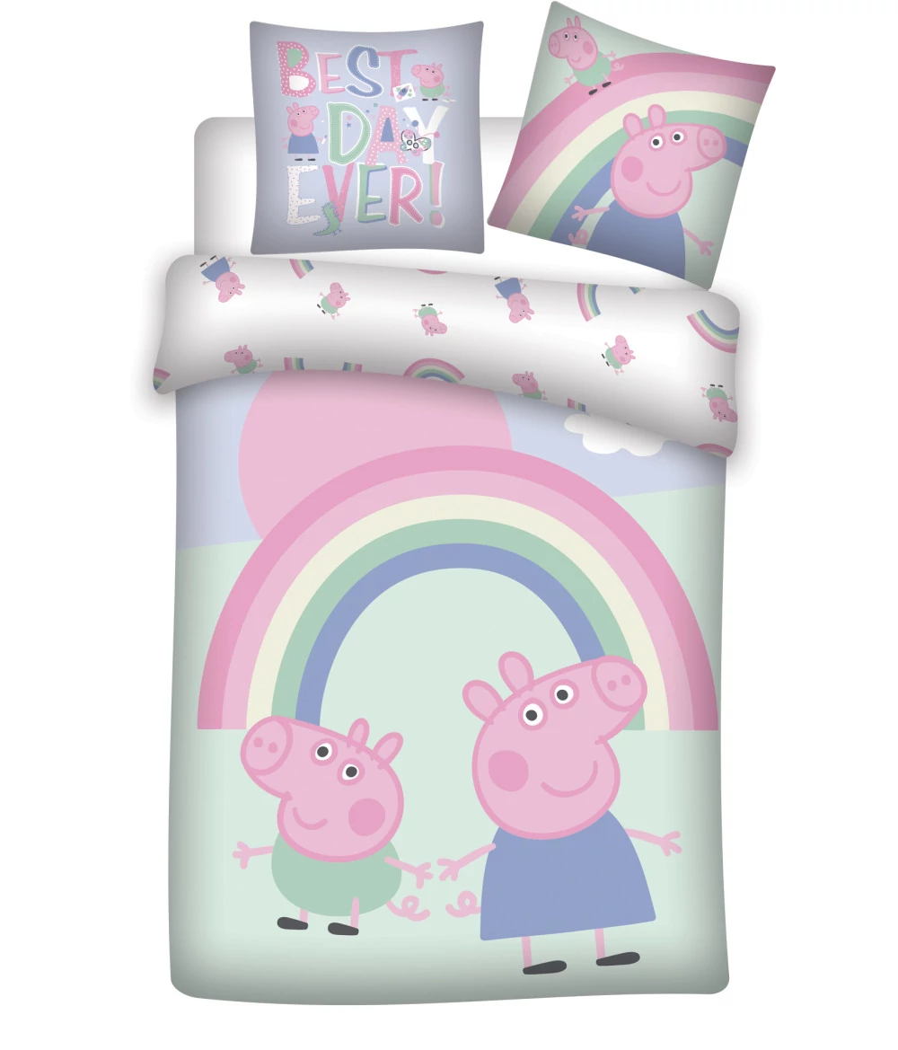 Peppa malac Best Day gyerek, ovis ágyneműhuzat 100×135cm, 40×60 cm