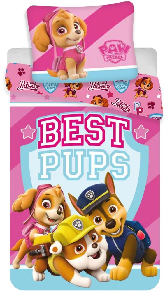 Mancs Őrjárat Best Pups gyerek, ovis ágyneműhuzat 100×135cm, 40×60 cm