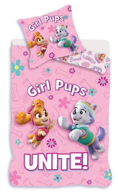 Mancs Őrjárat Girl Pups Unite ágyneműhuzat 140×200cm, 65×65 cm