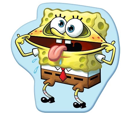 SpongyaBob Crazy formapárna, díszpárna 40x40 cm