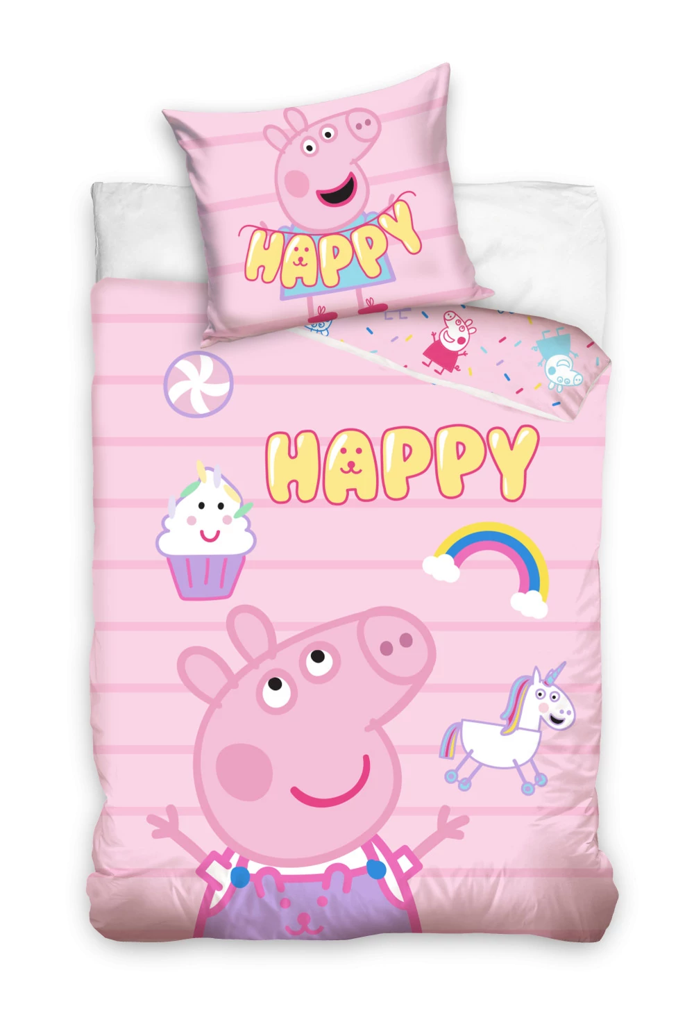 Peppa malac Happy ágyneműhuzat 140×200cm, 70×90 cm