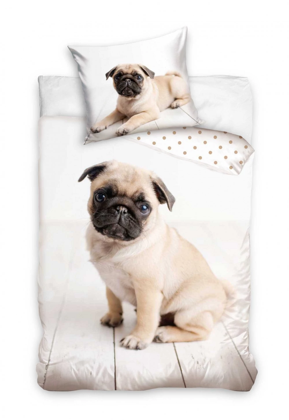 Kutyás Mops ágyneműhuzat 140×200cm, 70×90 cm