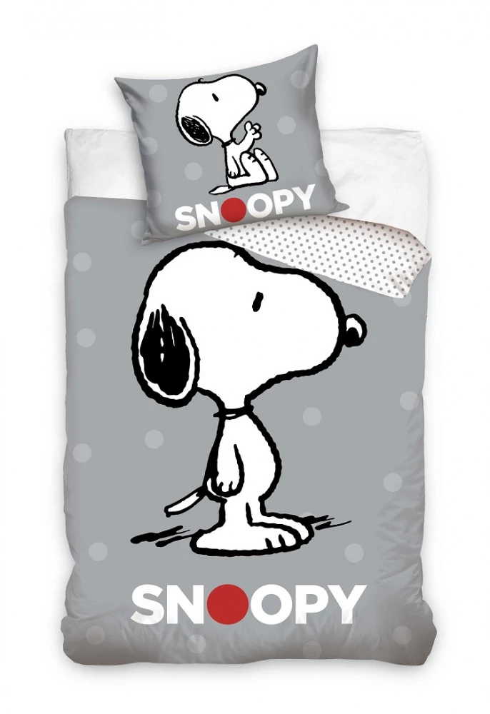 Snoopy Grey ágyneműhuzat 140×200cm, 70x90 cm
