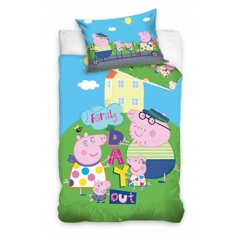 Peppa malac Day Out gyerek, ovis ágyneműhuzat 100×135cm, 40×60 cm