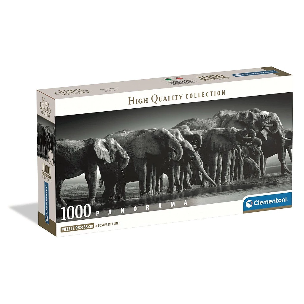 Elefánt Herd of Giants 1000 db-os panorama Compact puzzle Clementoni