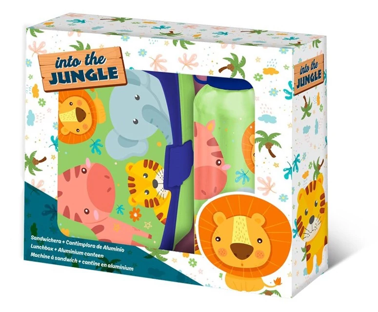 Dzsungel szendvicsdoboz + alumínium kulacs szett