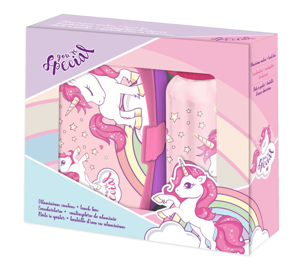 Unikornis Special szendvicsdoboz + alumínium kulacs szett