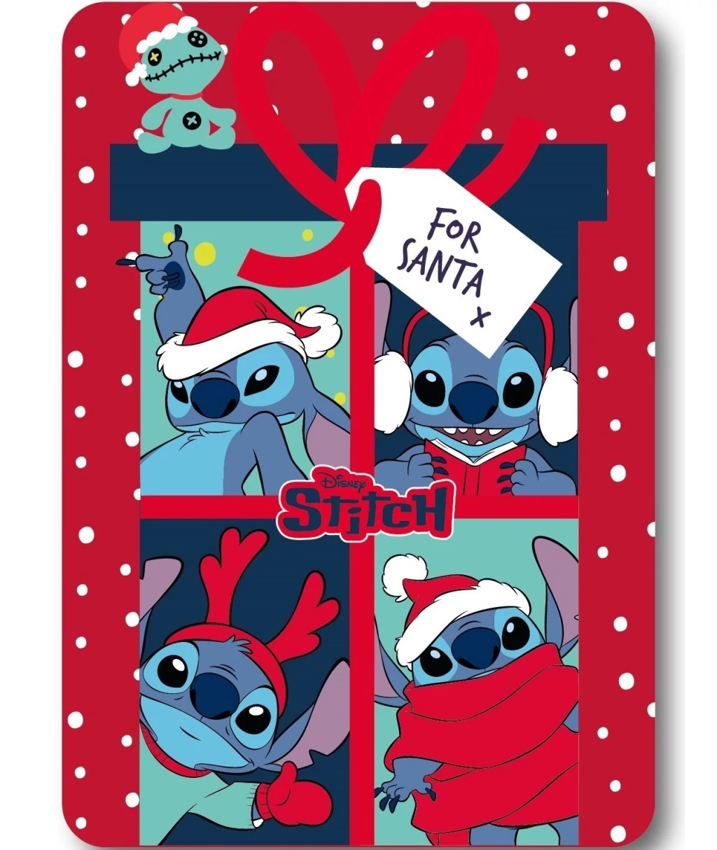 Disney Lilo és Stitch, A csillagkutya Santa Karácsony polár takaró 100x140cm
