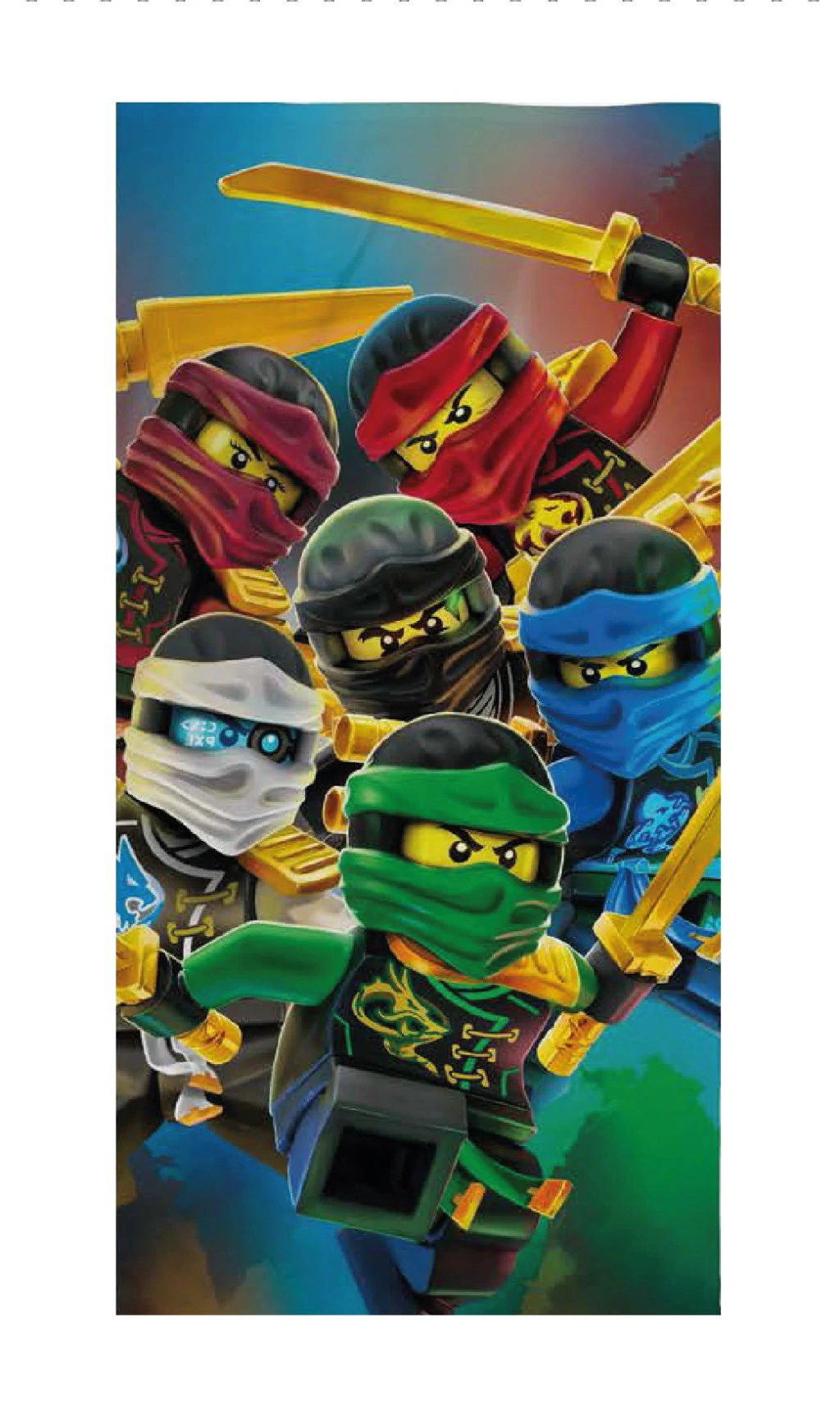 Lego Ninjago Golden Weapons fürdőlepedő, strand törölköző 70x140cm (Fast Dry)