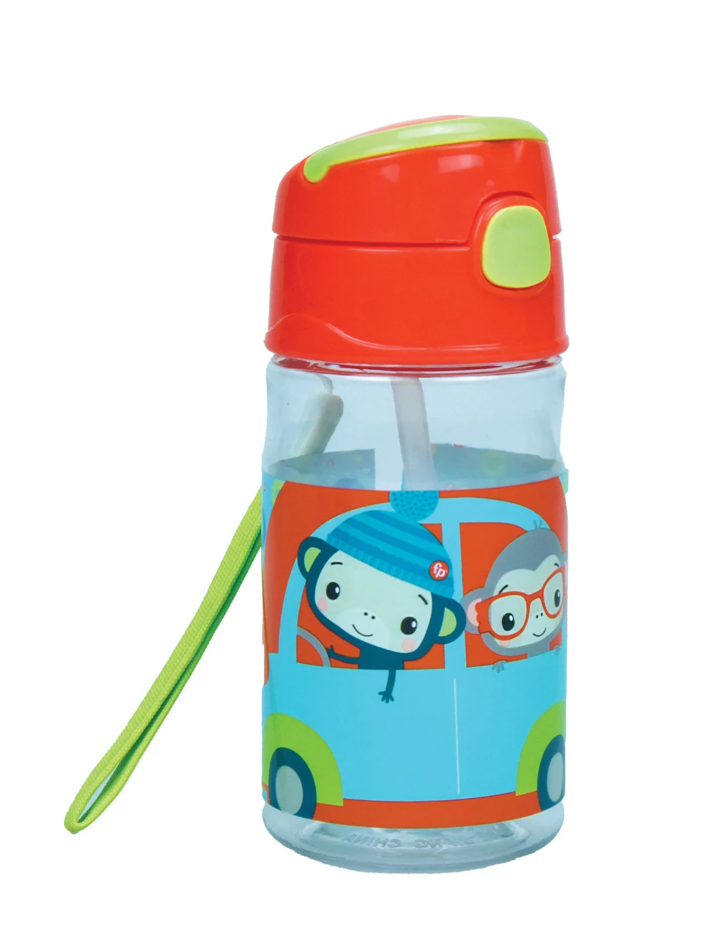Fisher-Price Animals műanyag szívószálas kulacs akasztóval 350 ml