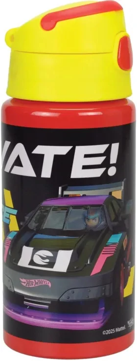 Hot Wheels Race alumínium szívószálas kulacs akasztóval 500 ml