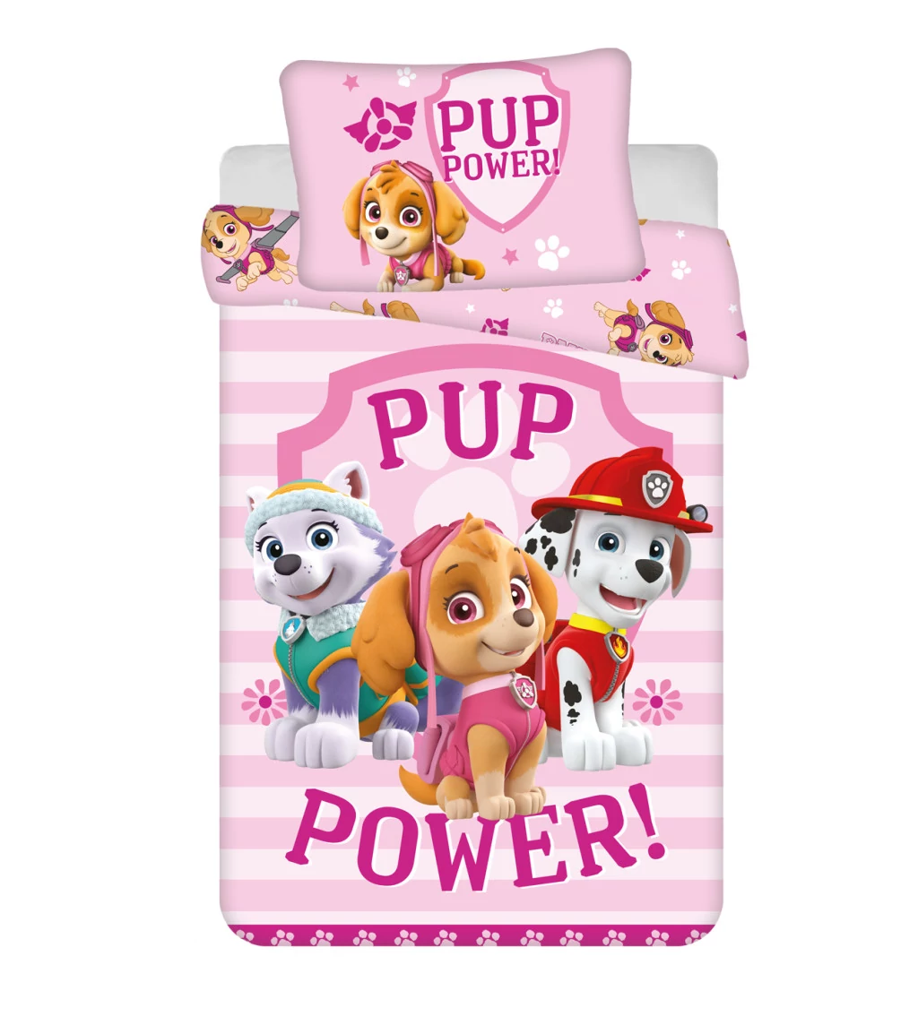 Mancs Őrjárat Pup Power gyerek, ovis ágyneműhuzat 100×135cm, 40×60 cm