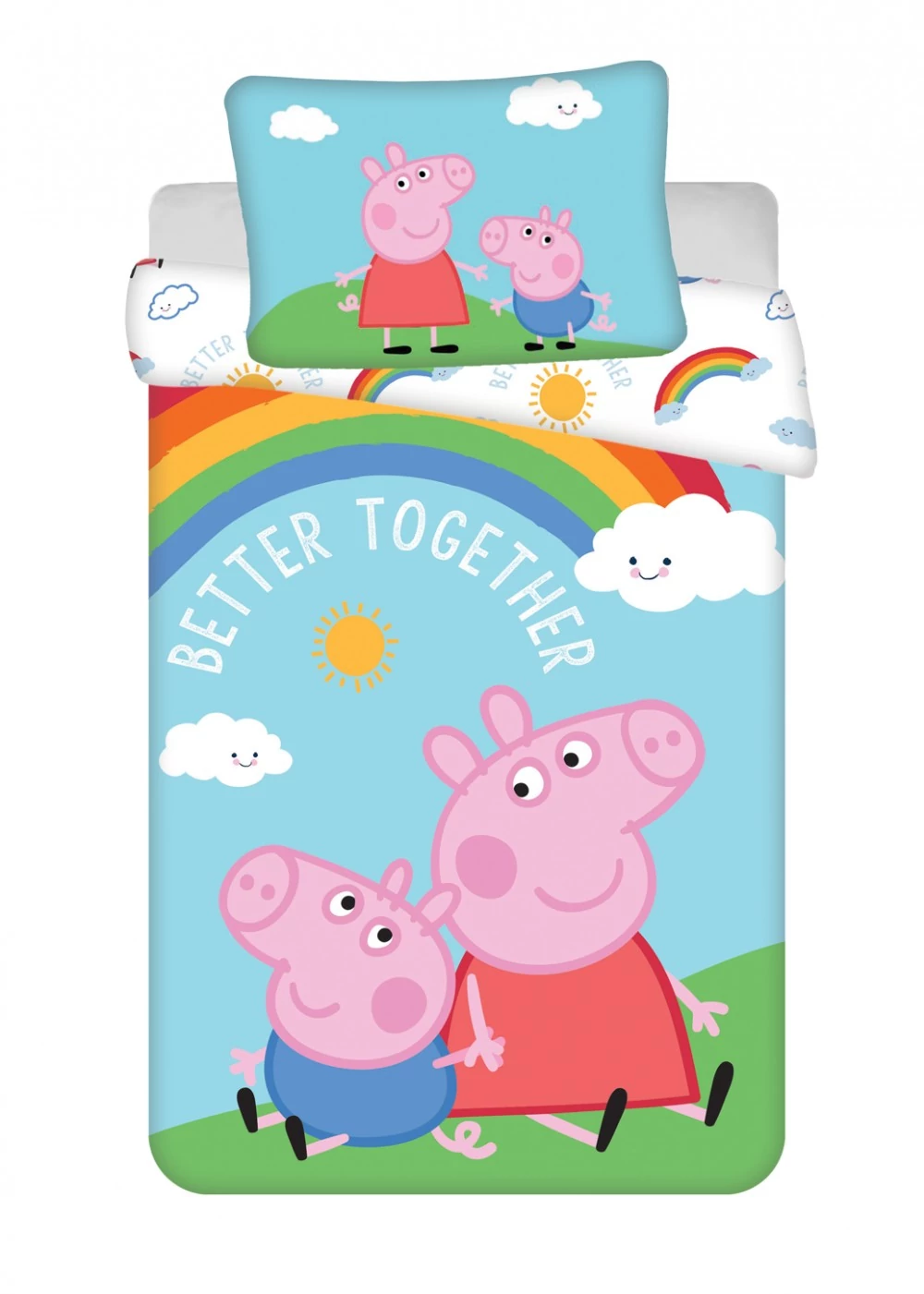 Peppa malac Better Together gyerek, ovis ágyneműhuzat 100×135cm, 40×60 cm