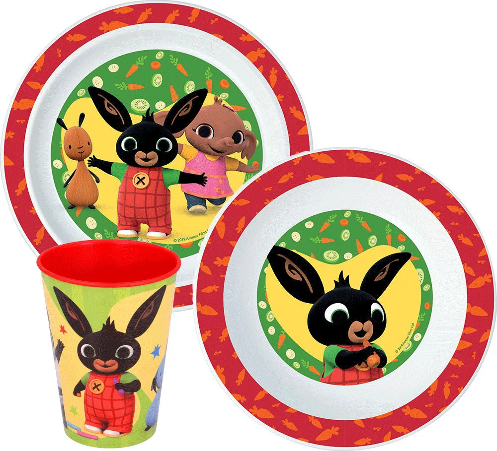 Bing Happy Bunny étkészlet, micro műanyag szett, pohárral 260 ml