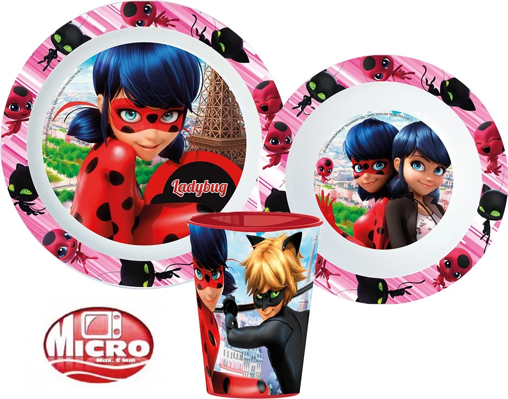 Katicabogár és Fekete macska kalandjai Heroes étkészlet, micro műanyag szett, pohárral 260 ml