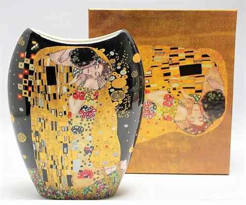 Porcelánváza íves, 6,5x15x19cm,  Klimt:The Kiss, P.P.W8KL315-22345