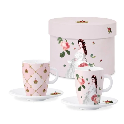 Porcelán eszpresszócsésze+alj 75ml,2 személyes, dobozban, Sisi and Vienna, PPD.162902344
