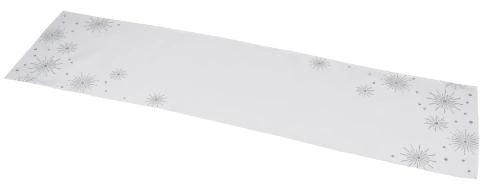 Asztali futó 40x150cm, fehér, ezüst csillagos, polyester, Geh.22305095