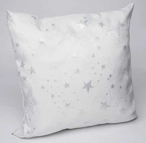 Párna töltelékkel, 45x45cm, fehér, ezüst csillagos, polyester, Geh.22305223