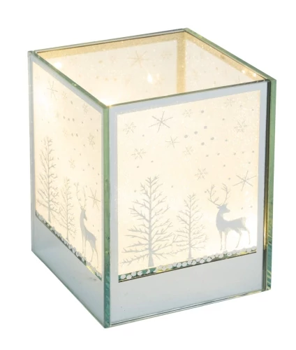 Ezüst színű LED-es átvilágítós üveg 10x10x12cm, Geh.22504128