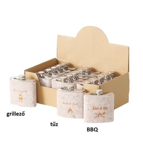 BBQ laposüveg 170ml, fém (rozsdamentes acél), textil bevonattal, 3x11x9,8cm, B.G.2055306