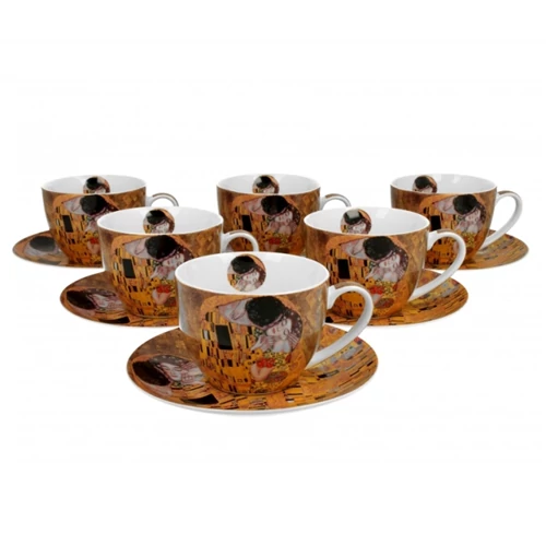 Porceláncsésze+alj, 250ml, dobozban,6 személyes, Klimt: The Kiss, D.G.19698
