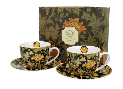 Porceláncsésze+alj, 300ml, 2 személyes, dobozban, William Morris:Chrysanthemum, D.G.28508