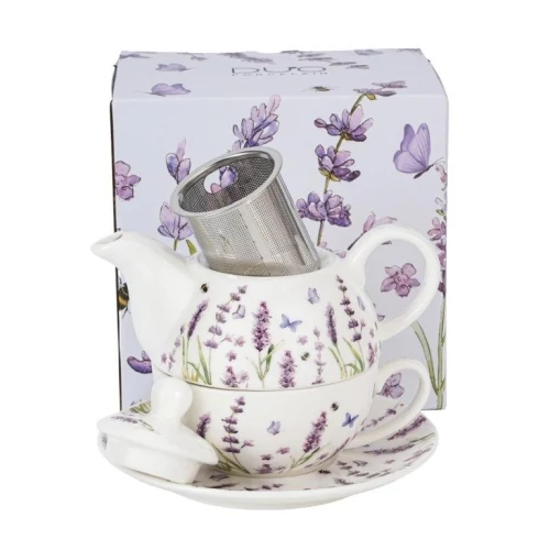 Porcelán egyszemélyes teáskészlet, 350-300ml, Classic Lavender, D.G.30761