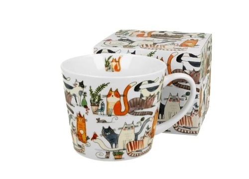 Porcelánbögre 610ml,dobozban,Lazy Cats, D.G.34608