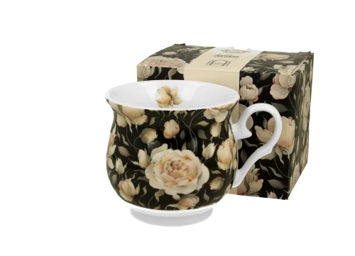 Porcelánbögre 400ml, dobozban, English Roses Black, D.G.34851