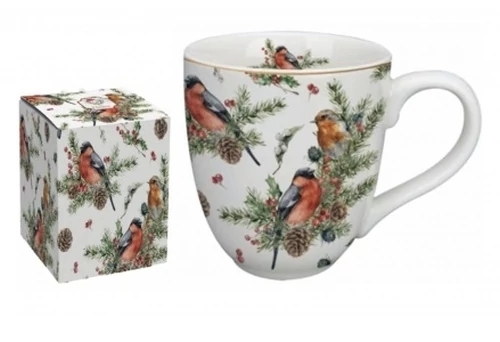 Porcelánbögre 1000ml, dobozban, Christmas birds, D.G.36152