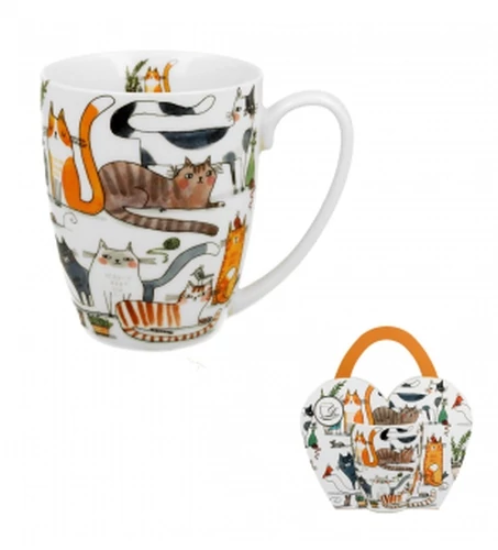 Porcelánbögre 350ml, díszcsomagolásban, Lazy Cats, D.G.36794