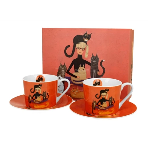 Porceláncsésze+alj, 230ml, 2 személyes, dobozban, Cindy &Kitties, D.G.43938