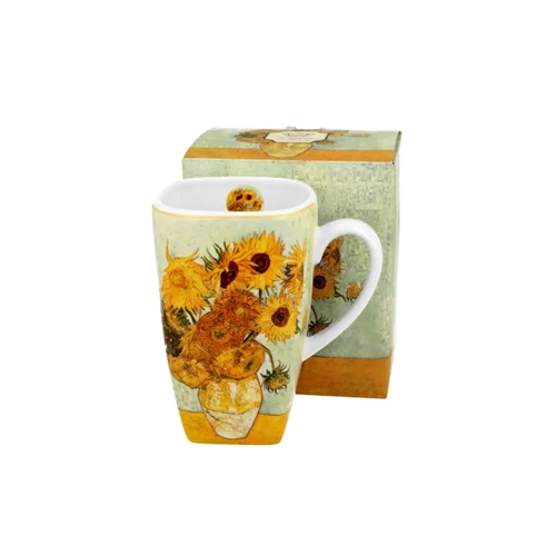 Porcelánbögre szögletes, 630ml, dobozban, Van Gogh:Napraforgók, D.G.44188