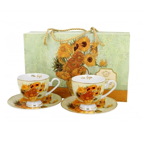 Porceláncsésze+alj, 220ml, Golden Line,2 személyes, dobozban, Van Gogh:Napraforgók, D.G.47844