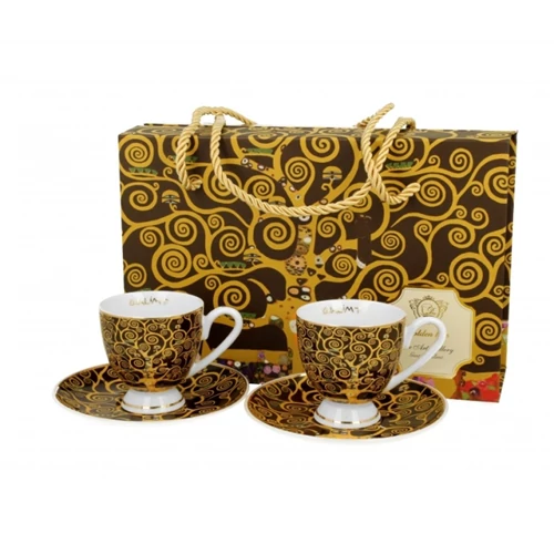Porceláncsésze+alj, 90ml, Golden Line,2 személyes, dobozban, Klimt: Életfa, D.G.48094