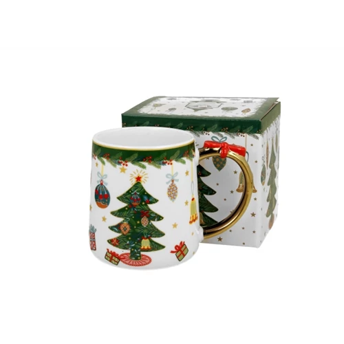 Porcelánbögre 450ml, dobozban, Around Christmas Tree, D.G.50899