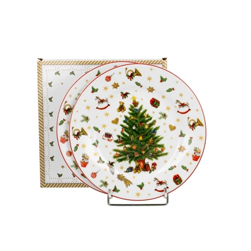 Porcelán desszerttányér szett, 2db-os, 19cm, dobozban, Christmas Tree, D.G.51445