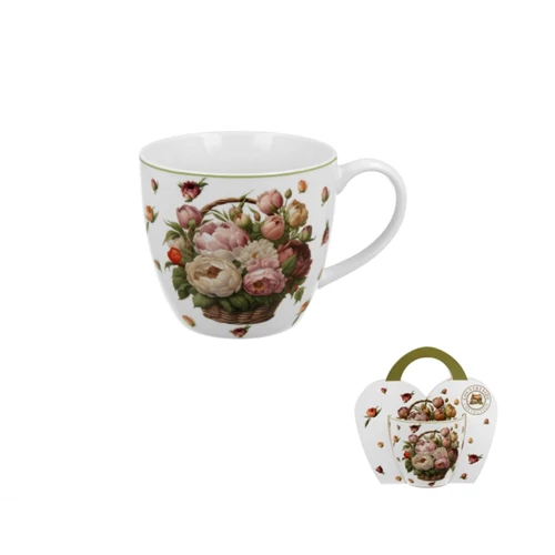 Porcelánbögre 460ml, díszcsomagolásban, Peonies, D.G.53685