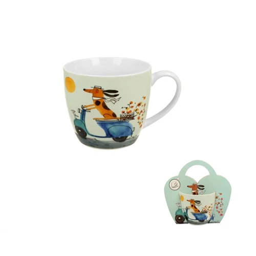 Porcelánbögre 460ml, díszcsomagolásban, Dog on a scooter, D.G.53838