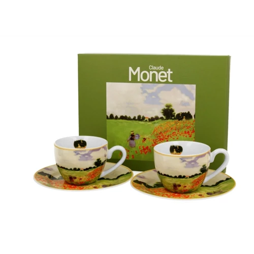 Porceláncsésze+alj,110ml dobozban, 2 személyes,  Monet: Pipacsmező, D.G.60287