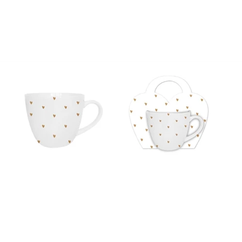 Porcelánbögre 460ml, díszcsomagolásban, Hearts 5 gold, D.G.61703