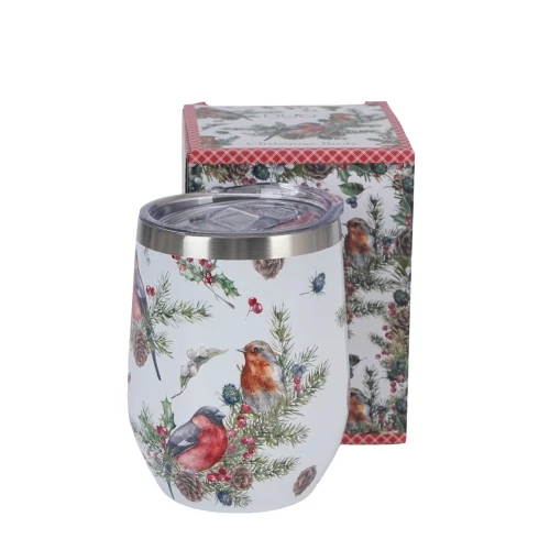 Rozsdamentes acél hőtartó pohár 330ml, Christmas Birds  1, D.G.67972