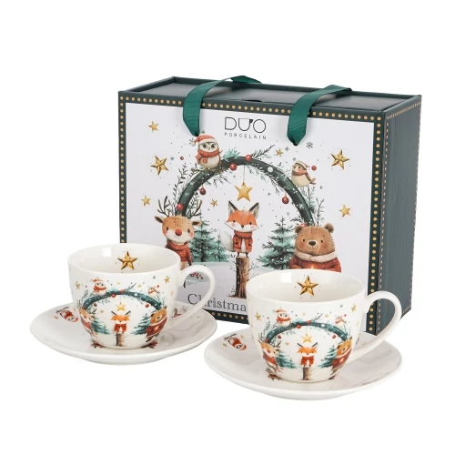 Porceláncsésze+alj, 270ml, 2 személyes, dobozban, Christmas Cuties 2, D.G.68122